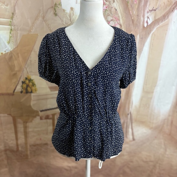 NEW J. Crew Navy Polka Dot Women's Top - Picture 3 of 12